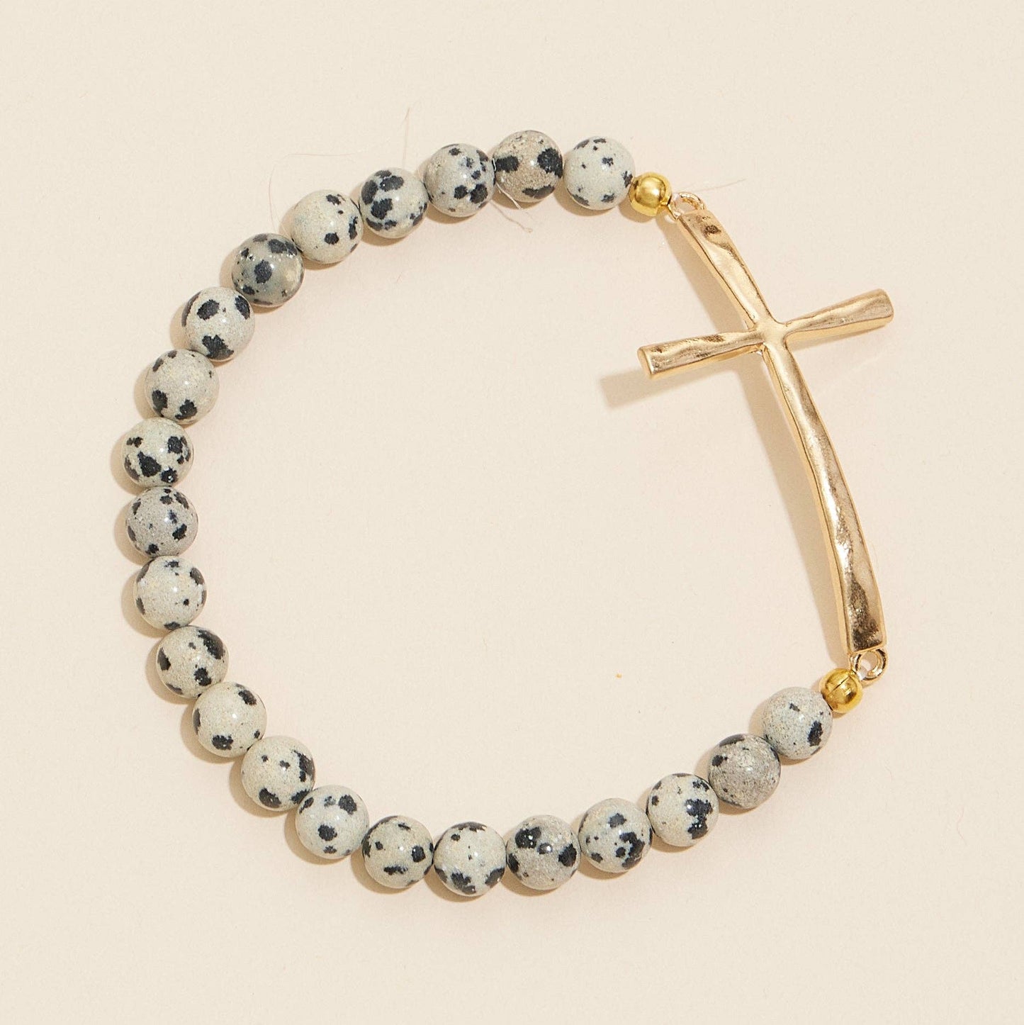 Natural Stone Cross Stretch Bracelet