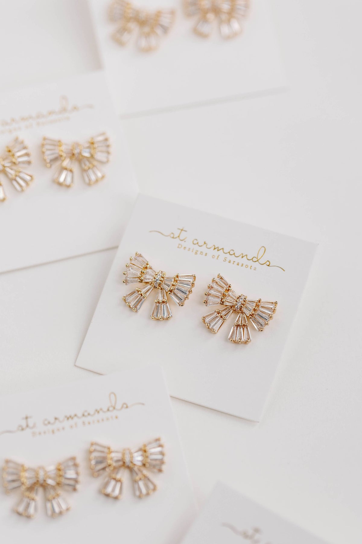 Gold Maxi Sparkle Statement Stud Bow Earrings