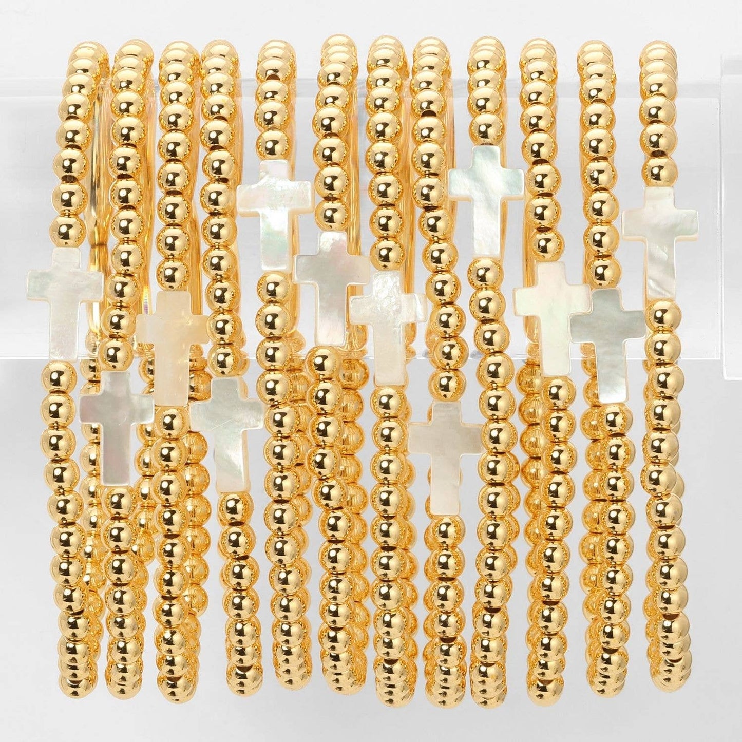 Cross Stretch Breaded Bracelet ~ 4mm