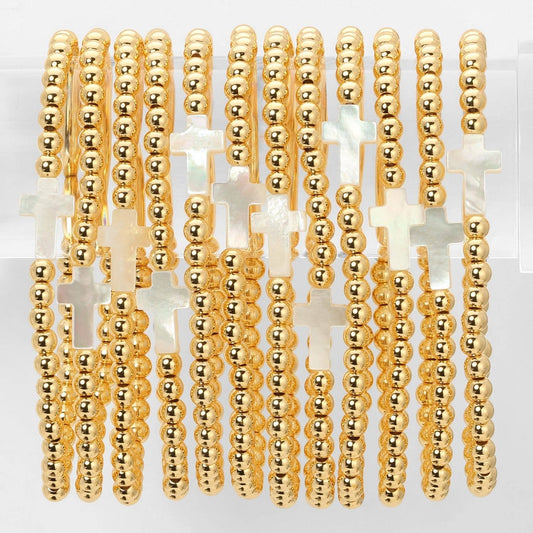 Cross Stretch Breaded Bracelet ~ 4mm