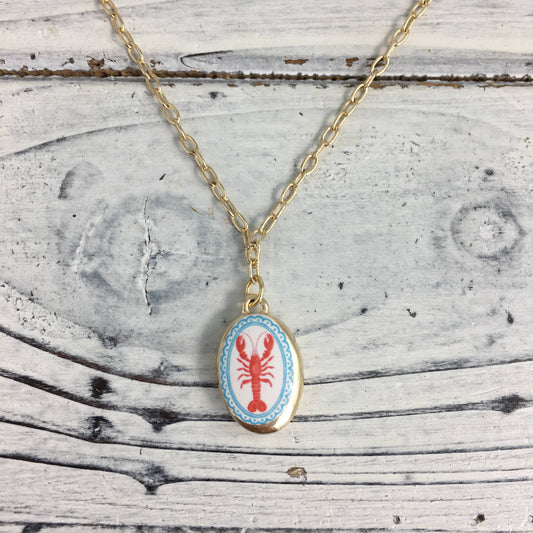Crawfish oval tile necklace 