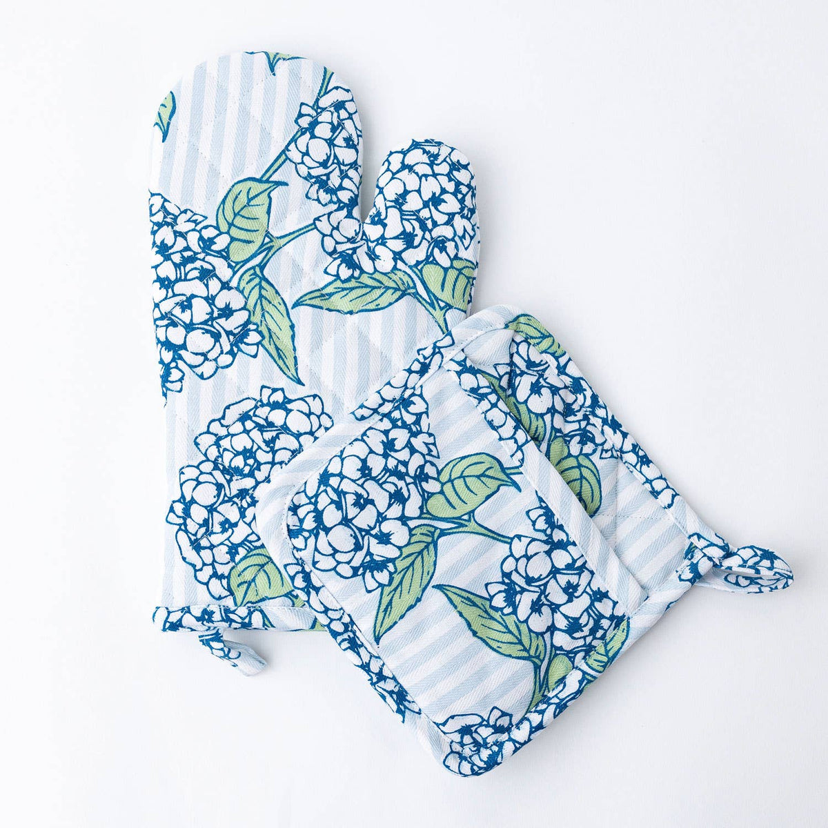 Hydrangea Print Oven Mitt & Potholder Set