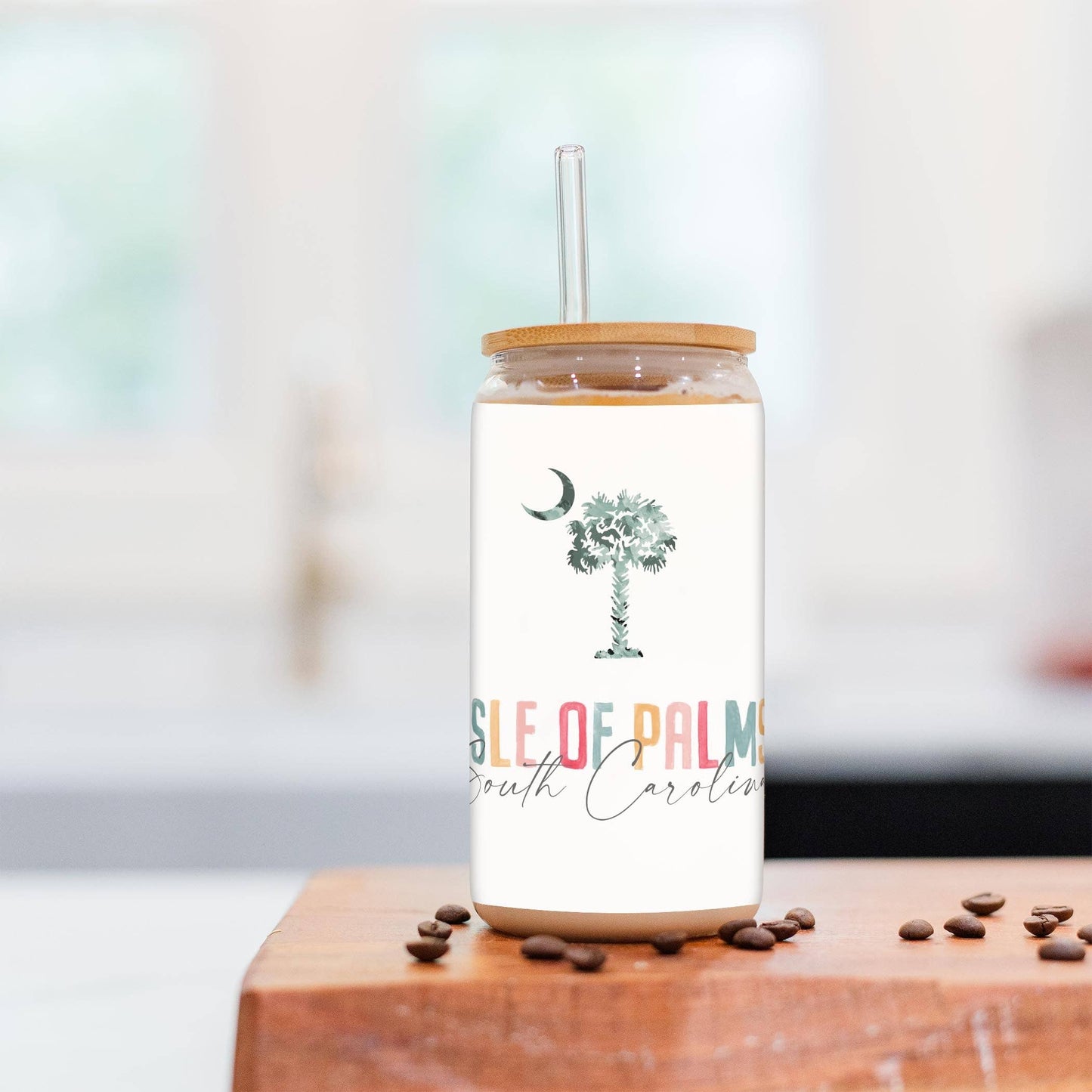 Isle Of Palms South Carolina Watercolor Cold Brew Glass