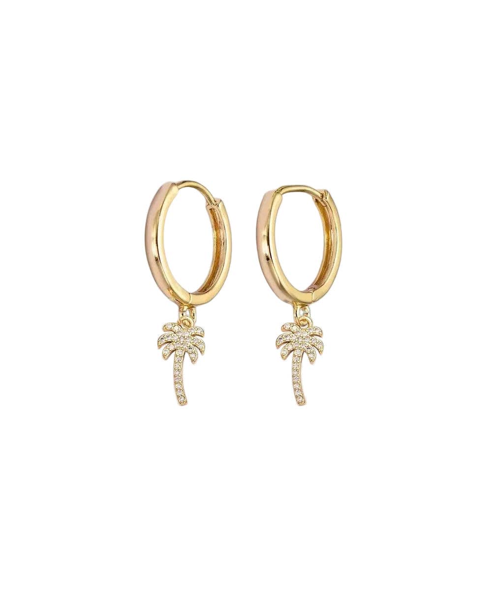 Palm Tree Huggie Hoop Earrings