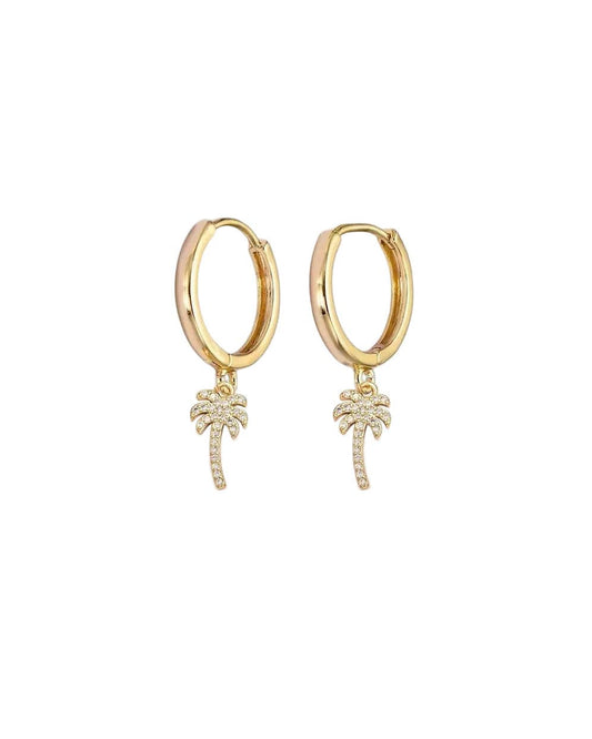 Palm Tree Huggie Hoop Earrings