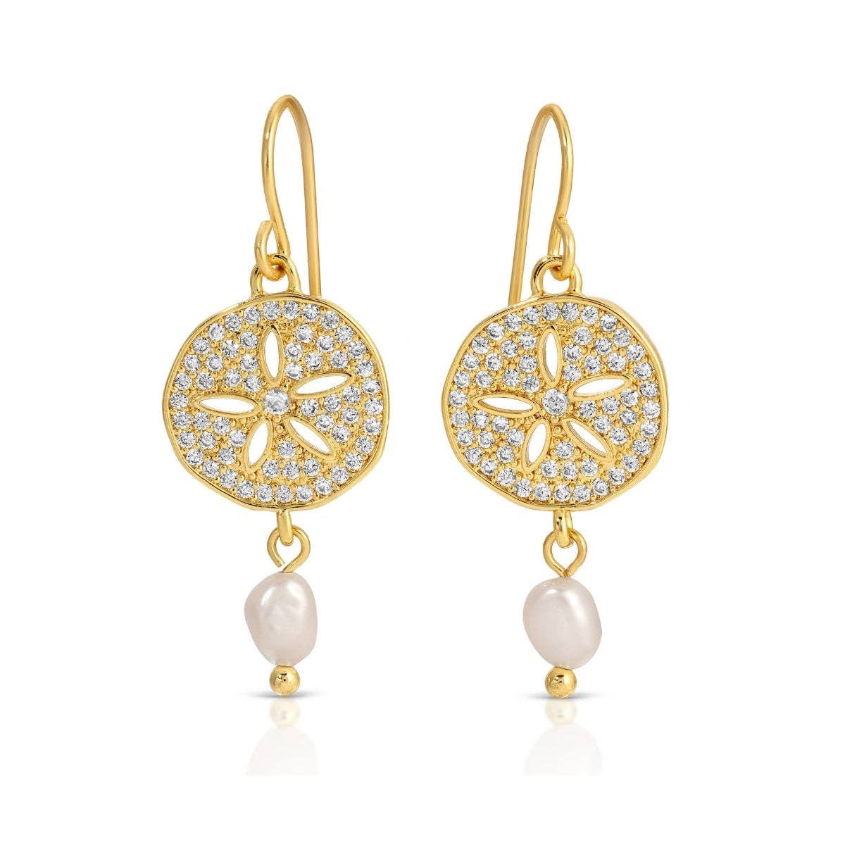 Sparkling Sand Dollar Pearl Earrings