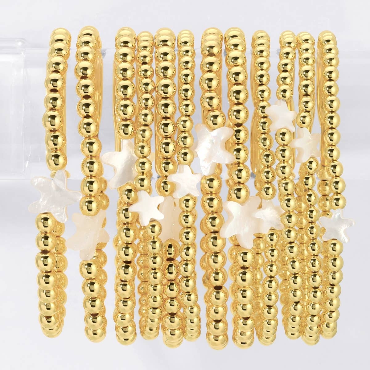 Starfish Stretch Gold Beaded Bracelets