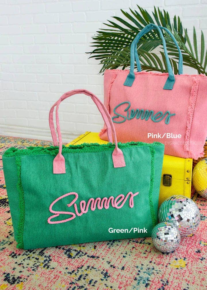Sewn Rope Summer Letter Fringe Tote Bag