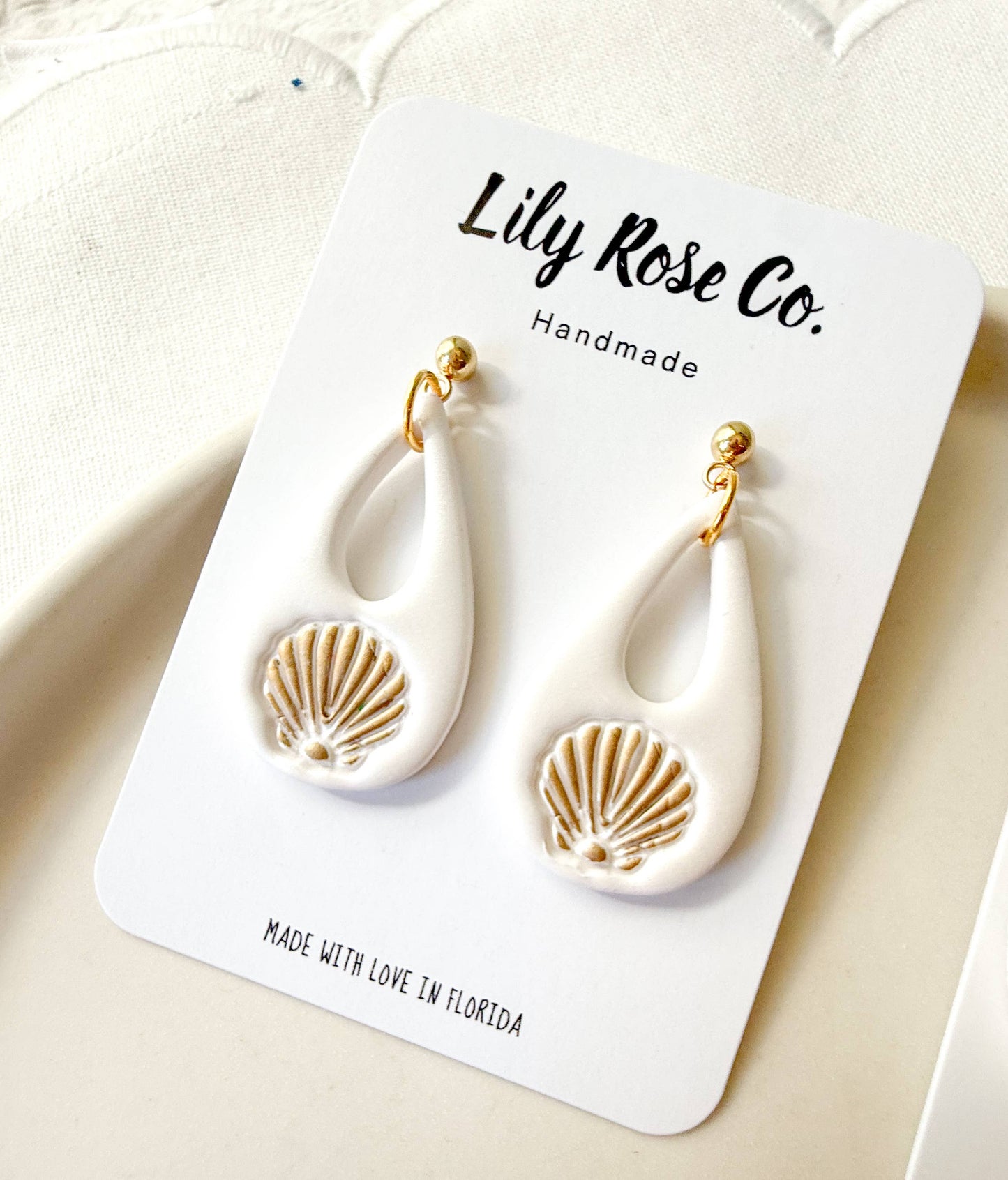 White Coastal Shell Earrings