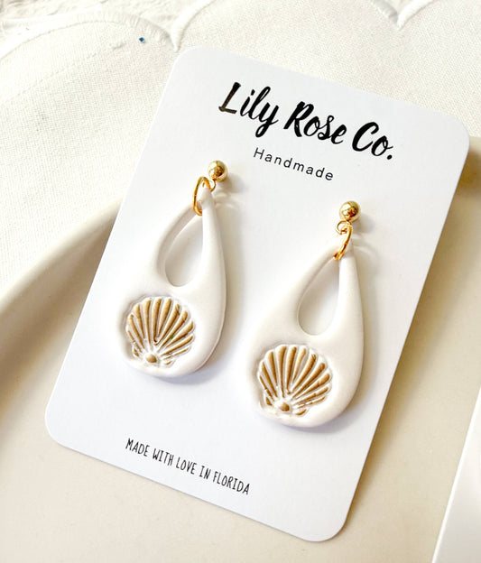 White Coastal Shell Earrings