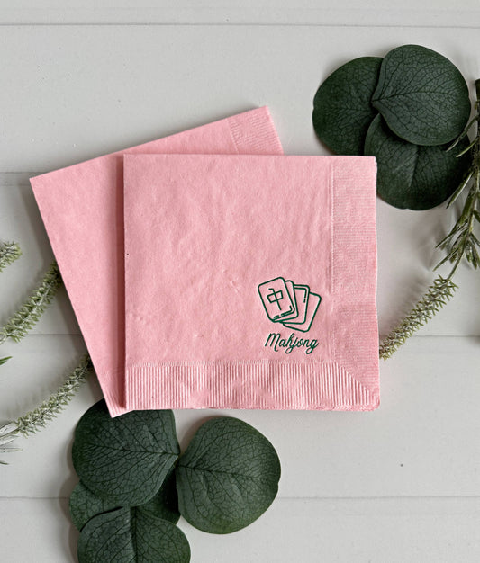 Blush Pink Mahjong Tile Cocktail Napkins | Set of 16
