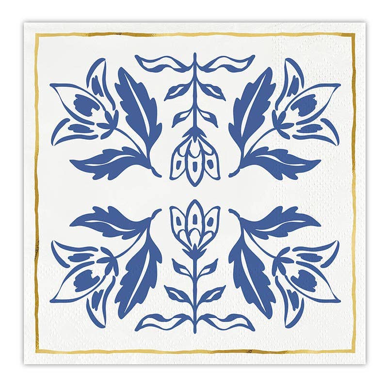 Acrylic Cocktail Napkin Tray + Napkins - Damask