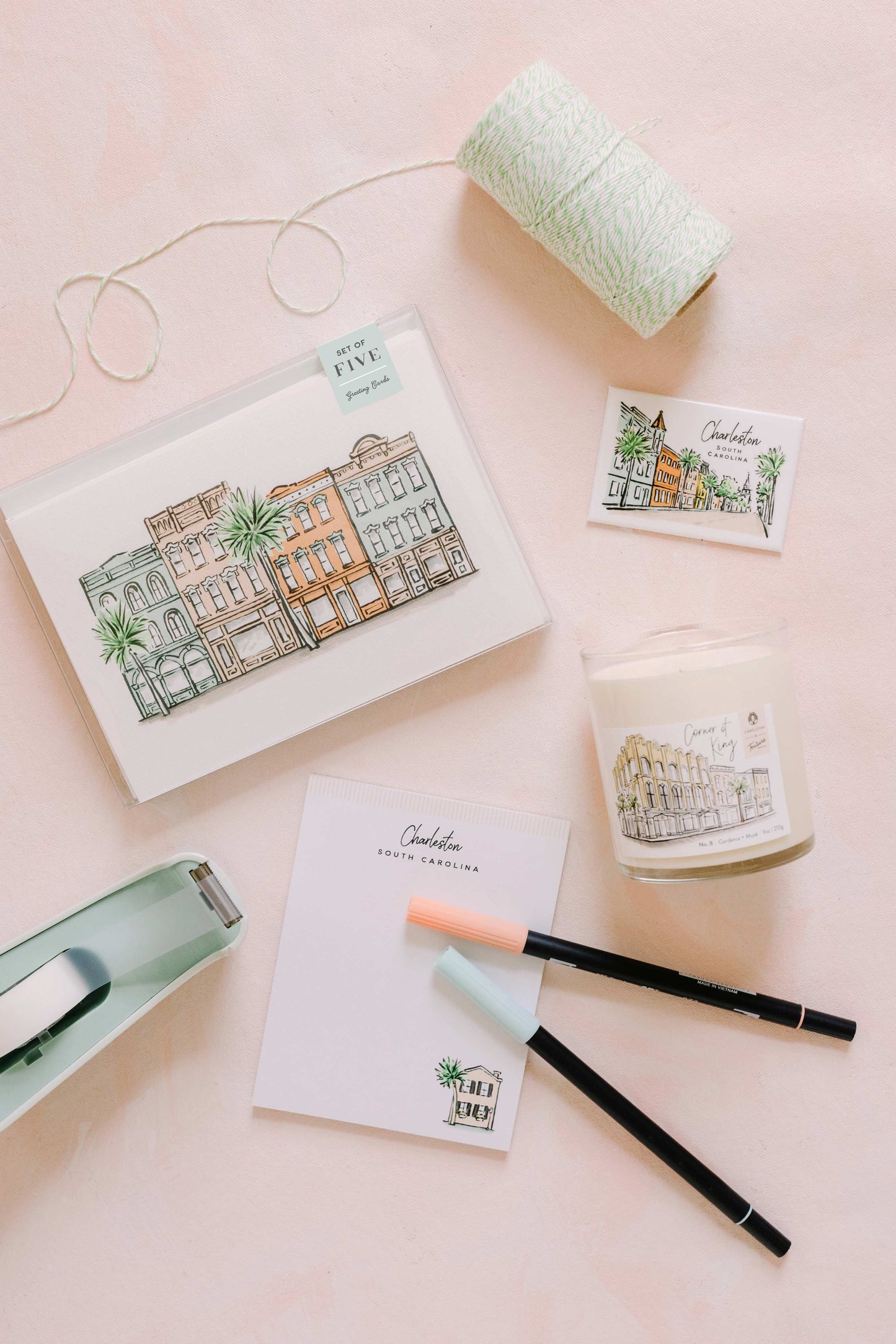 Sherbet Painted Streets: The Downtown Folded Greeting Card