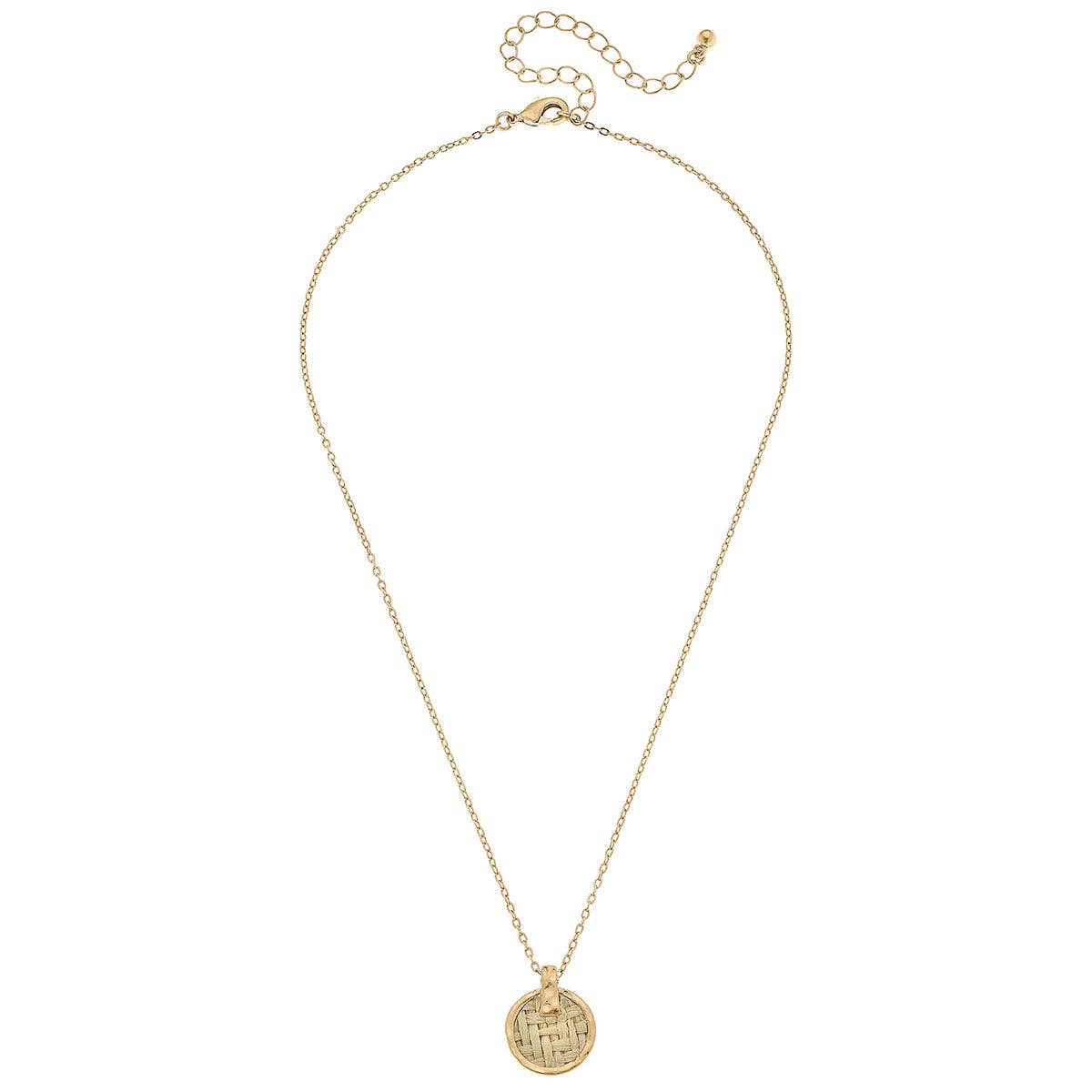 Danielle Raffia Delicate Disc Necklace in Natural