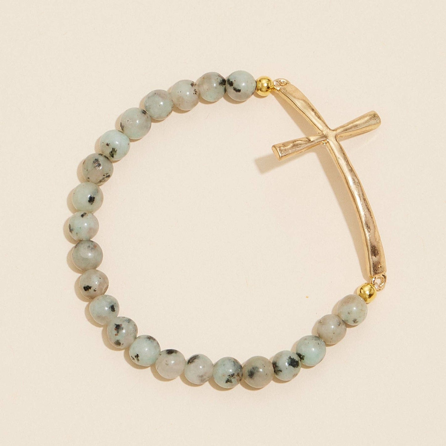 Natural Stone Cross Stretch Bracelet
