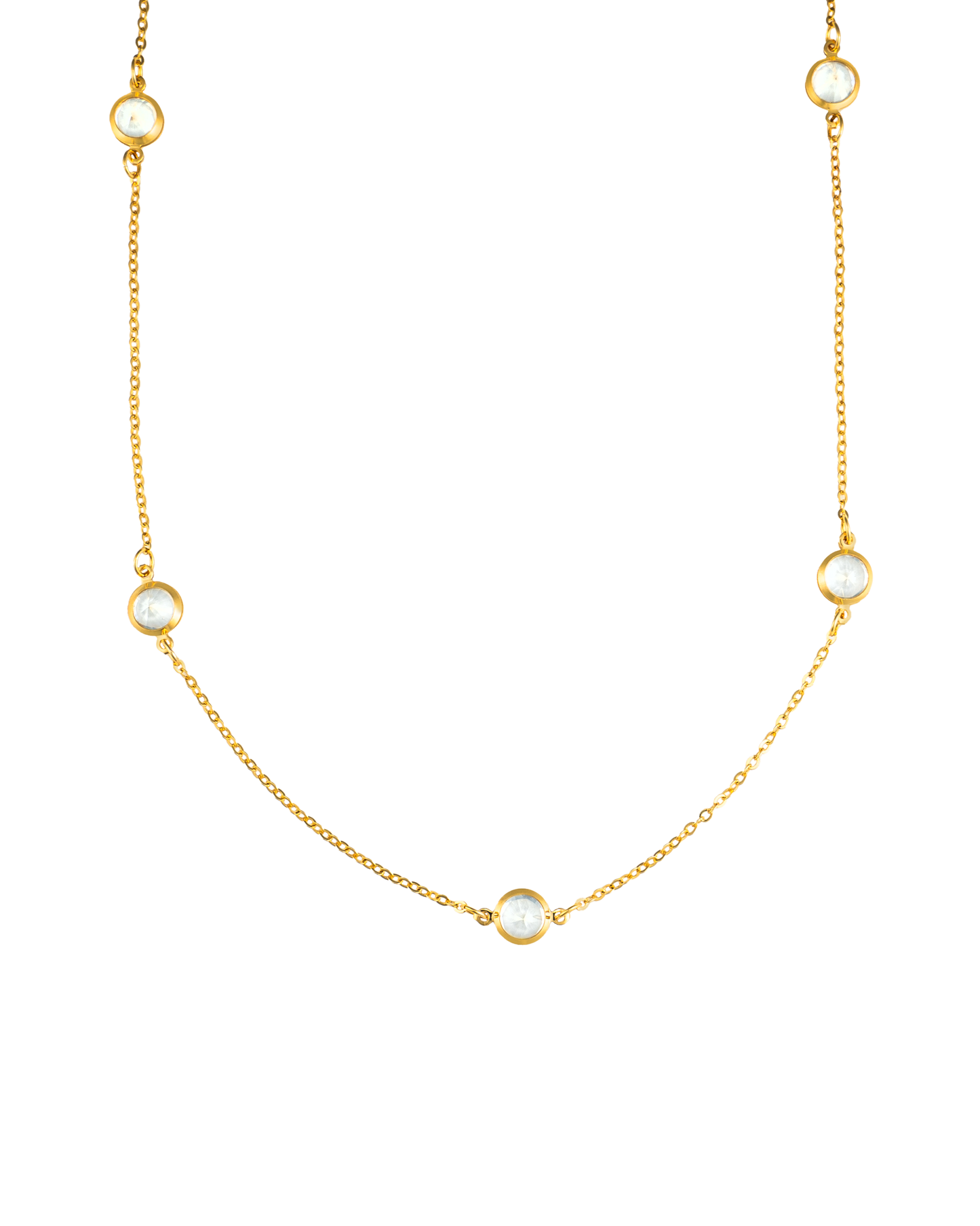 Dainty Necklace With Round Clear CZ Cubic ~ Water Resistant