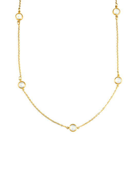 Dainty Necklace With Round Clear CZ Cubic ~ Water Resistant