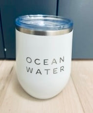 Locally made in Charleston Locally sourced in Charleston White tumbler with "Ocean Water" text on a light background