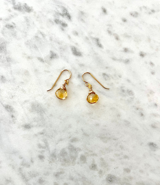 Citrine mini disc earrings