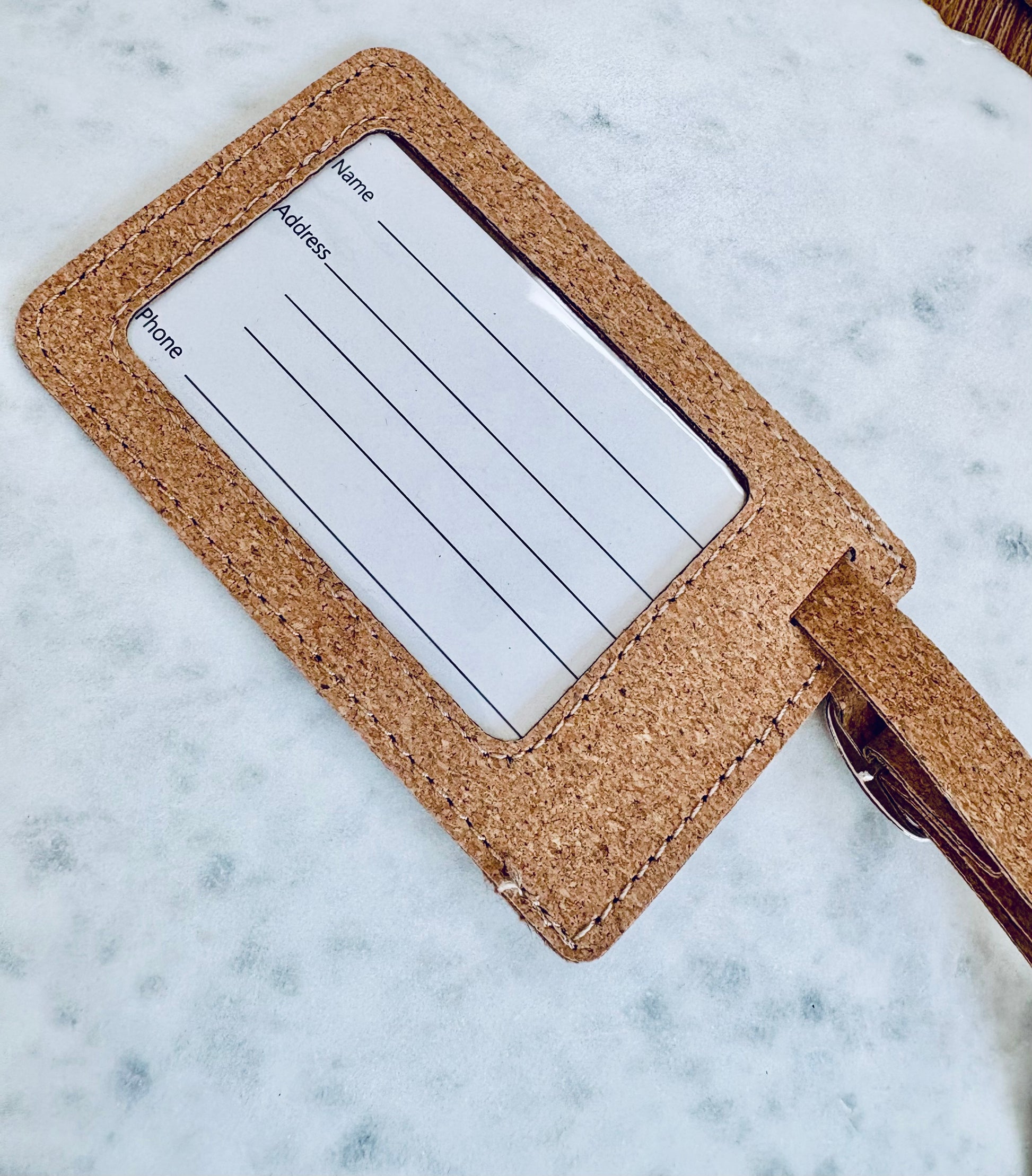 Locally engraved in Charleston luggage tag with a clear window for ID