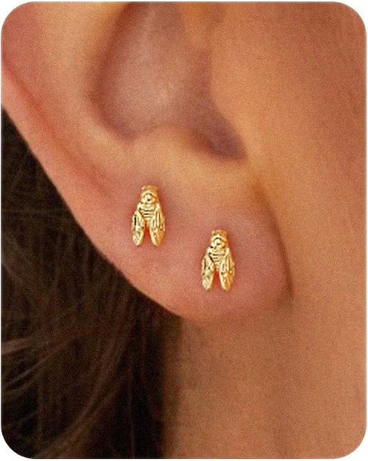 14k Gold Plated Beetle Stud Earrings