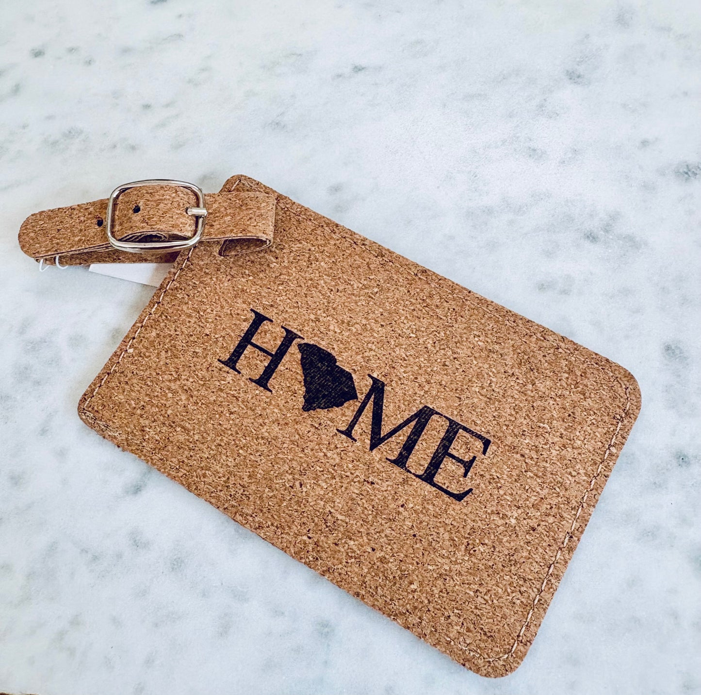 Locally engraved in Charleston luggage tag with a clear window for ID