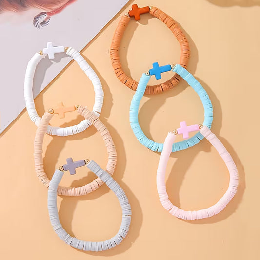 Heishi Bead Blessing Cross Bracelets