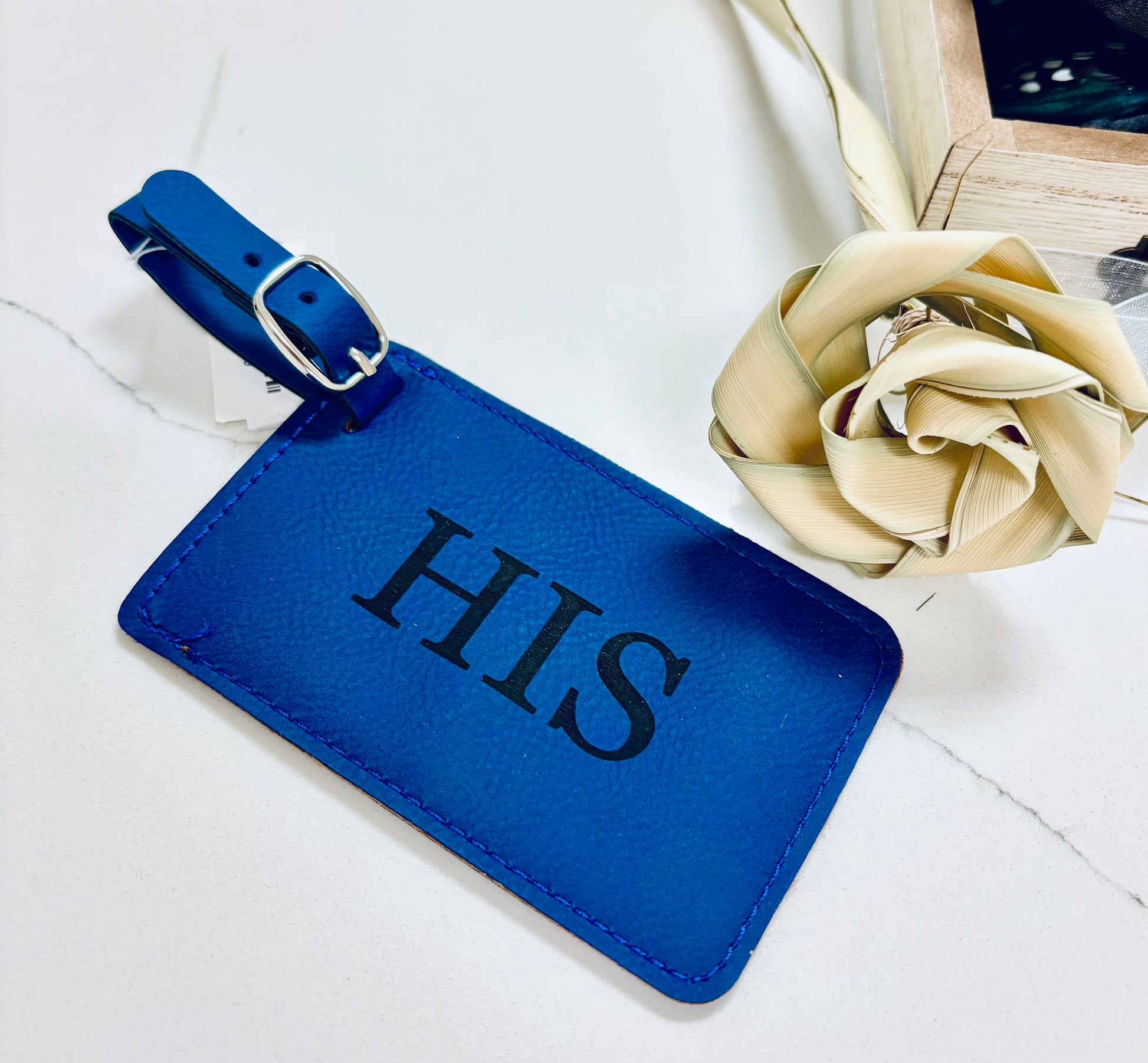 Locally engraved in Charleston luggage tag with a clear window for ID