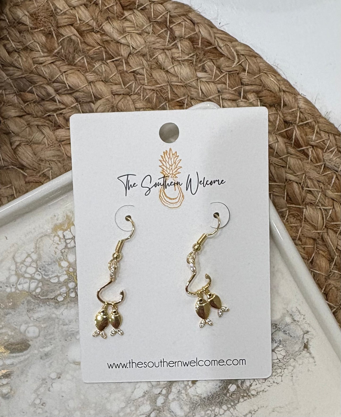 Golden Fish Hook Earrings