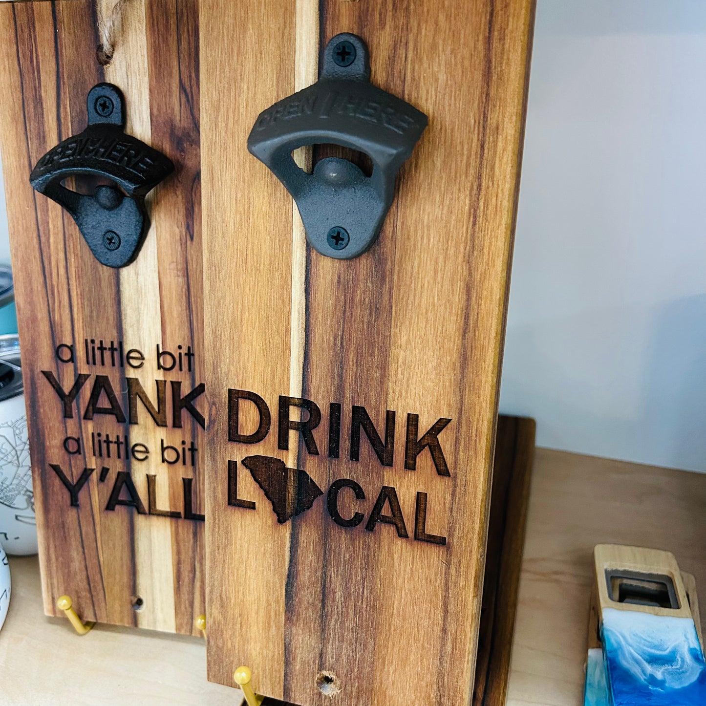 Drink Local Wooden Wall Bottle Opener