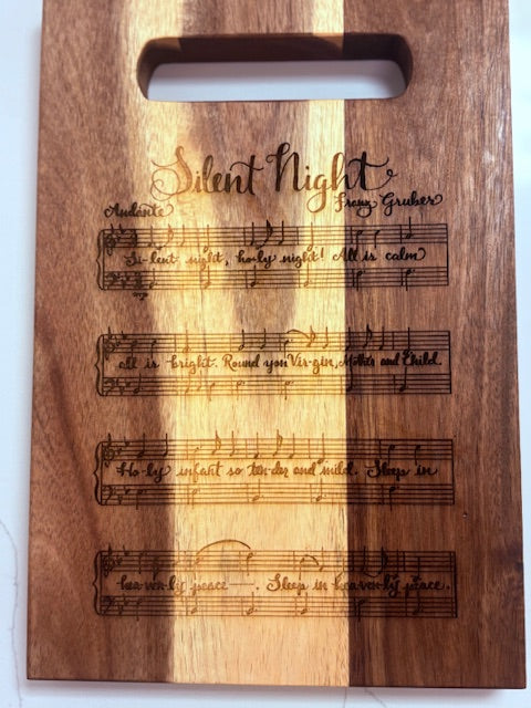 'Silent Night' Engraved Acacia Cutting Board