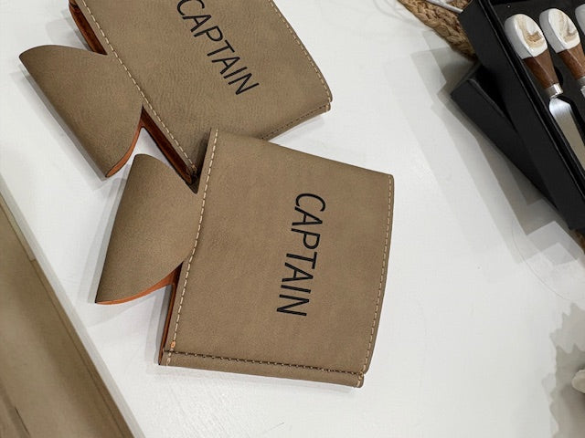 Engraved Faux Leather Koozies