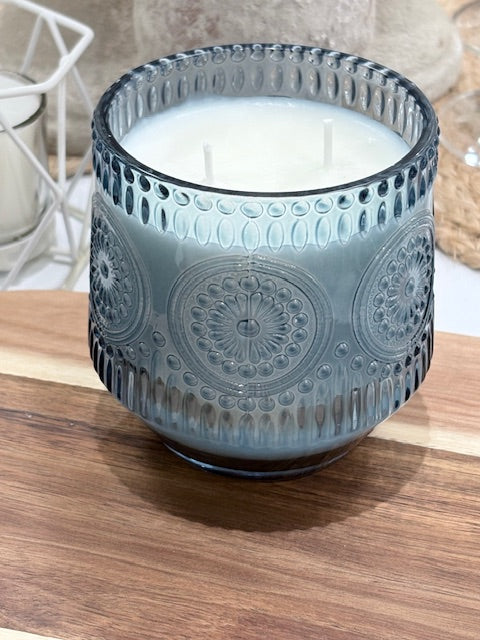 Spring Tide Blue Glass Candle