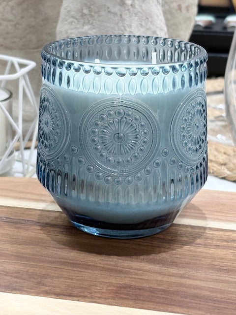 Spring Tide Blue Glass Candle
