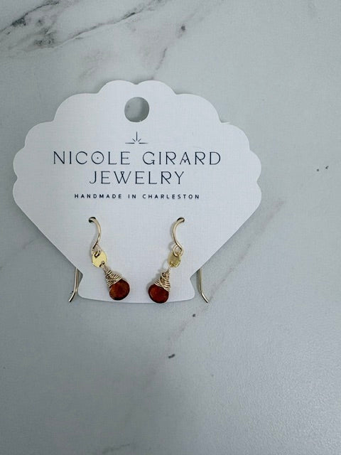 Orange Kyanite mini disc earrings