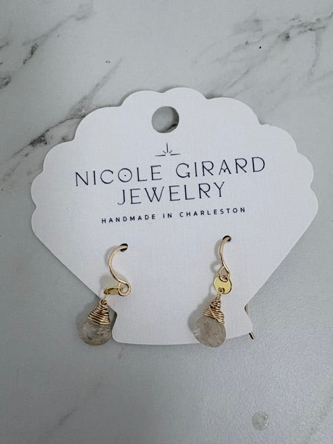 Golden Ritualed Quartz mini disc earrings