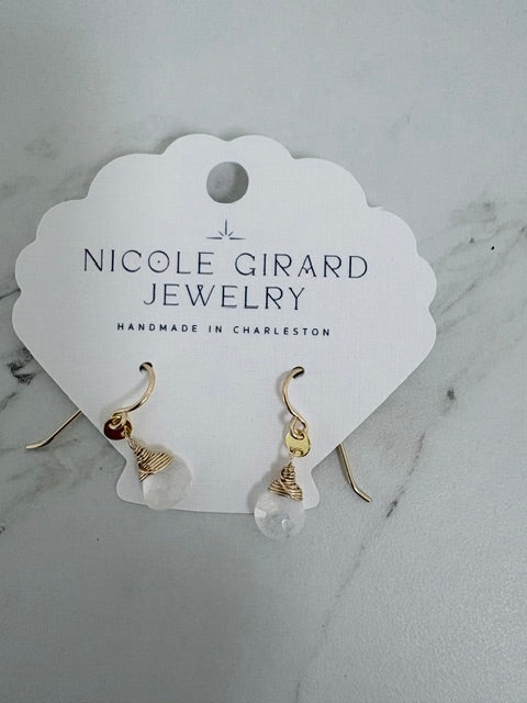 Moonstone mini disc earrings