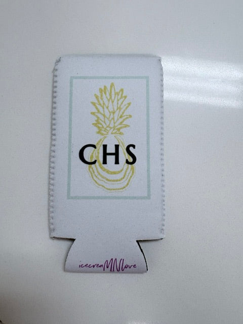 CHS striped skinny can koozie