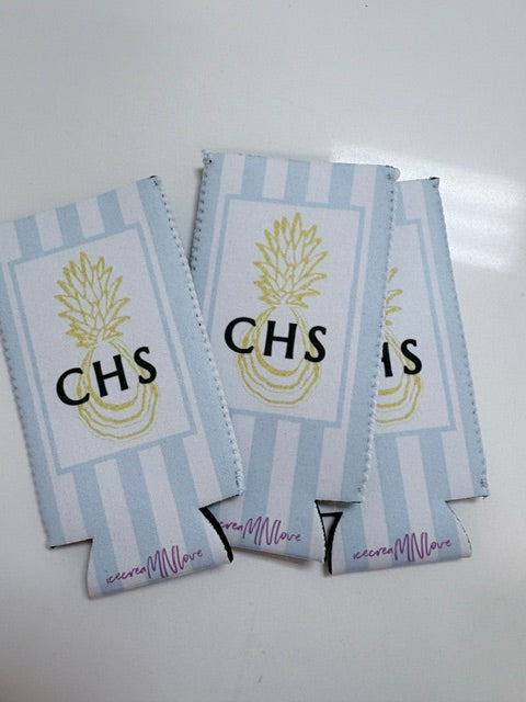 CHS striped skinny can koozie