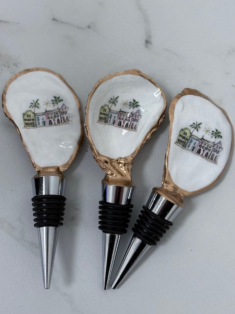 Charleston SC Inspired Oyster Wine Topper ~ Ravenel Bridge or Rainbow Row