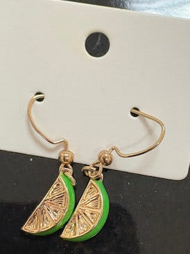 Gold Lime Charm Earrings