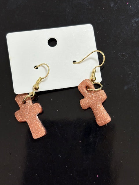Handmade Clay Cross Earrings