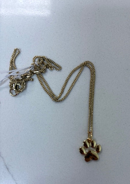 Gold Tiger Paw Clemson Necklace with Paw Pendant