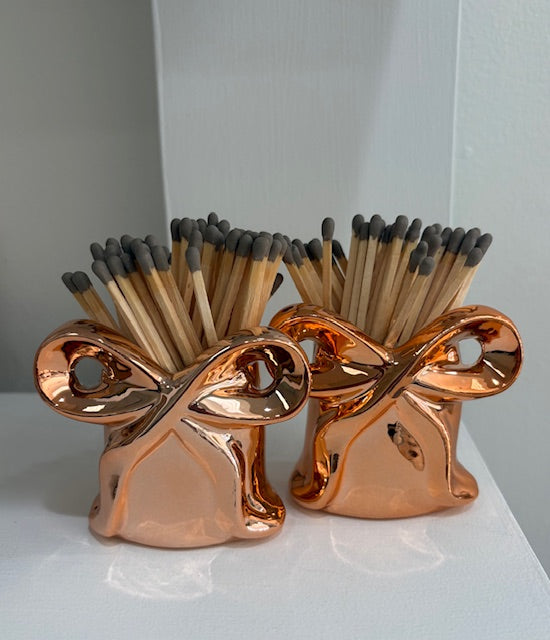 Rose Gold Match Stick Holder with Striker and Matches