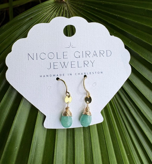 Amazonite mini disc earrings