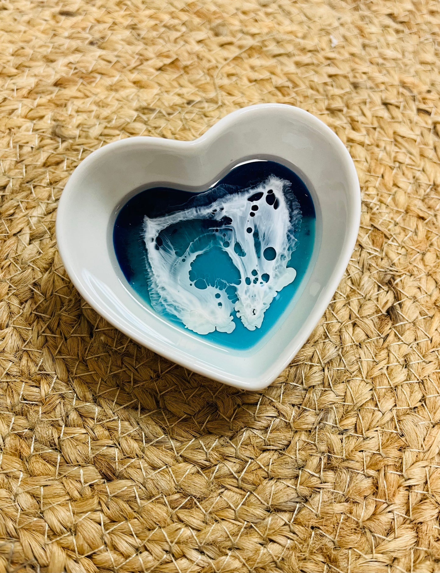 Small Heart Shaped Resin Coated Ring Dish