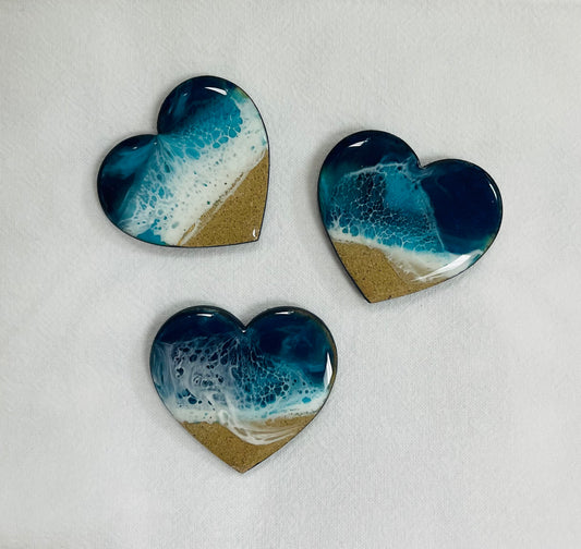 Resin Heart Magnets, Set of 3