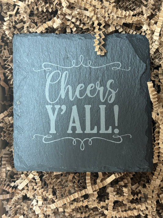 Slate Cheers Y'all Coasters