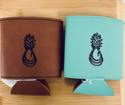 Engraved Faux Leather Koozies