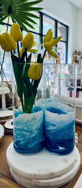 Blue Wave Resin Vases